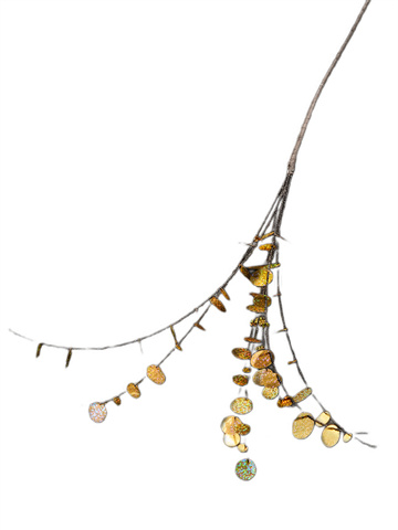 Веточка из бисера и пайеток 28х81см ChristmasDeLuxe черная с золотом