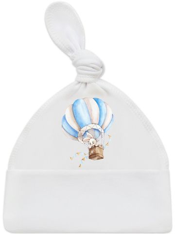 Шапочка с принтом "Зайка на воздушном шаре"