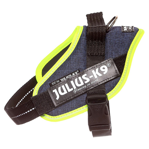 JULIUS-K9 шлейка для собак IDC-Powerharness Mini, джинса-зеленый неон (40-53 см)