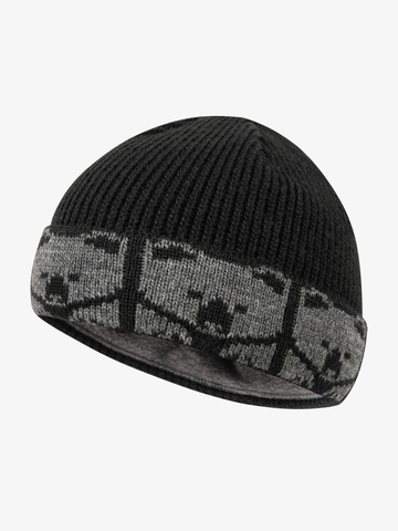Утеплённая шапка «7 Русских Медведей» с флисовой подкладкой, чёрного цвета