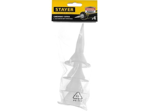 STAYER 4шт., Запасные сопла для закрытых пистолетов для герметика, PROFESSIONAL (0673-S4)