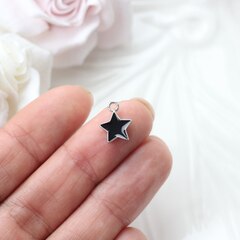Подвеска Звезда с эмалью 12*10 мм, чёрная, родий, П1053