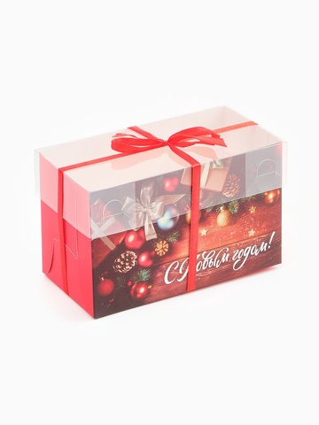 Коробка для 2 капкейка «Подарки», 16×8×10 см