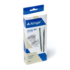 Ручка гелевая Alingar, "Jumbo GeL", 0,5 мм, черная, игольчатый наконечник, трехгранный, прозрачный, пластиковый корпус, карт. уп.