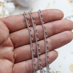 Цепочка с подвесками шариками звено 1,8 мм, родирование, 32 см, А146-1 (32см)