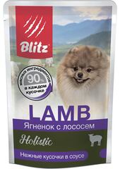 Влажный корм для собак мелких пород Blitz Holistic Lamb & Salmon Adult Dog Small Breeds in Gravy ягненок с лососем, 85 гр. В комплекте 24 шт