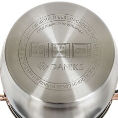 Кастрюля нерж, 1.8 л, с крыш, Daniks, Мадрид Gold, SD-316G, индукц
