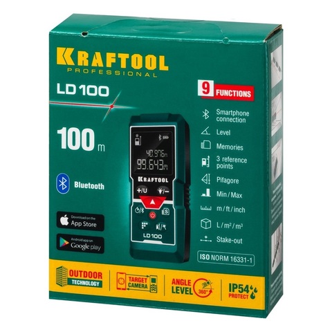 KRAFTOOL LD-100 5 см - 100 м, Лазерный дальномер (34765)