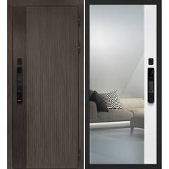 Купить Входная дверь Вертикаль смарт дымчатый камень дуб морёный панель белая с зеркалом