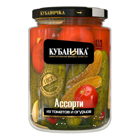 Ассорти изтоматов и огурцов марин.Кубаночка сткл.720гр
