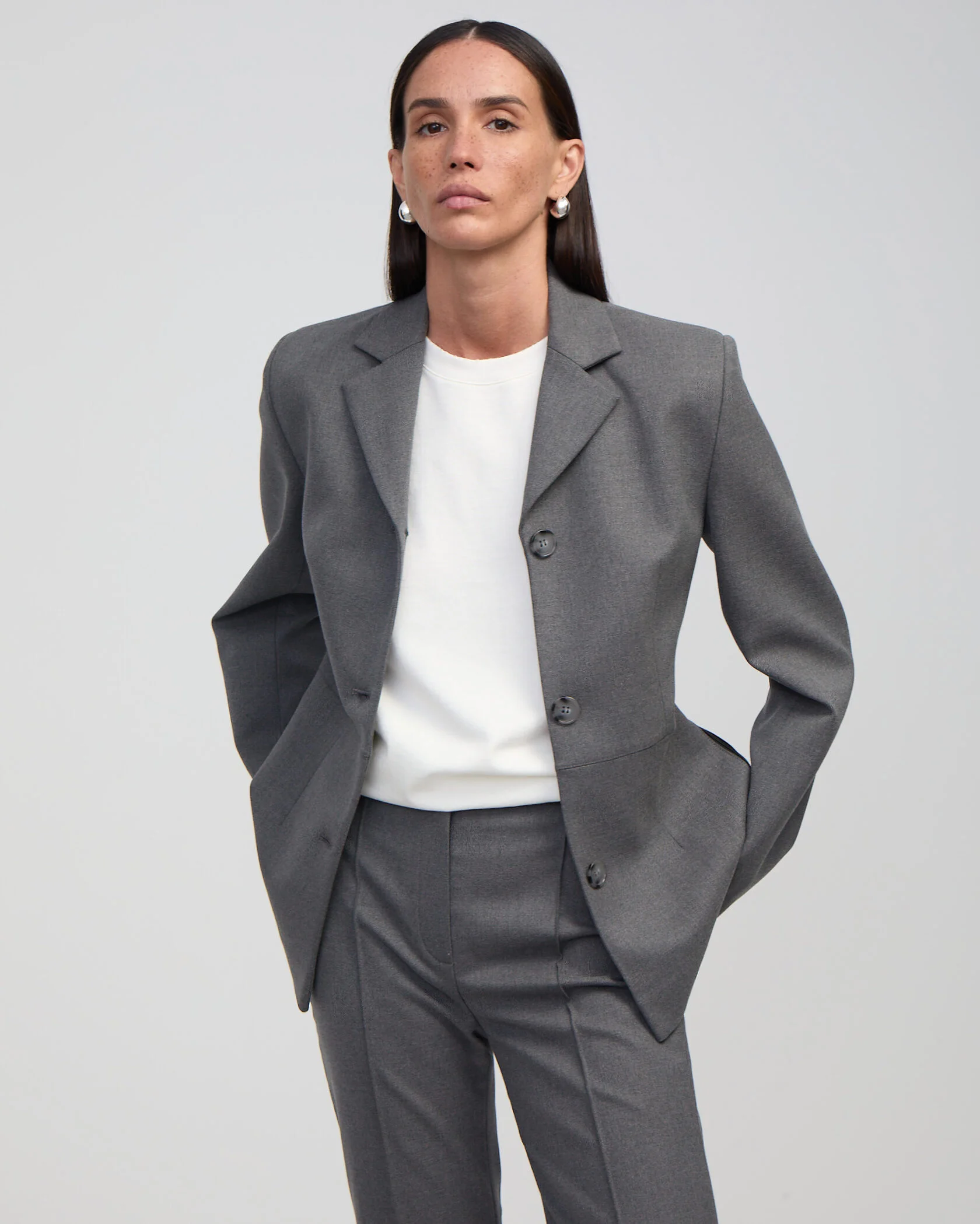 Жакет приталенный серый, Серый