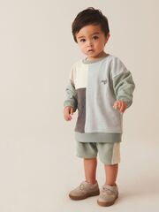 Толстовка и шорты в комплекте для мальчика Next 566-245, Светло-зеленый, Светло-серый