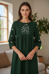 Ромашка. Платье льняное макси с вышивкой ромашки PL-422572