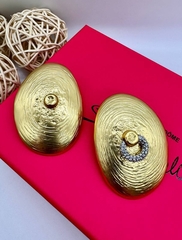Серьги крупные сферы в стиле Schiaparelli цвет матовое золото