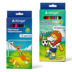 
          Карандаши цветные Alingar 12 цв., "Веселый футбол" деревянные, шестигранные, заточенные, грифель 3.0 мм, картон. уп., европод.