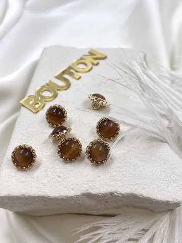 Пуговицы коричневые ажурный металл