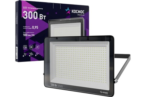 Лампа светодиодная Космос  KOS_PR_LED_300 прожектор, 300Вт=2000Вт, холодный 6500k, световой поток 30000 лм, IP65, 220 вольт - купить в компании MAKtorg