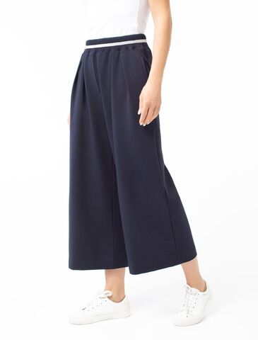 Укороченные широкие брюки из эластичного футера двухнитки  D44.141 (118194)