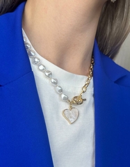 Набор украшений СИЯЙ колье сердце +серьги цветок