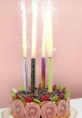 Свеча Фонтан для торта, 30 сек, Яркая радуга, Голография, 10 см, 4 шт.