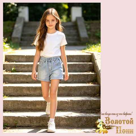 Шорты джинс/стразы д (6-12) 260424-HN-1856