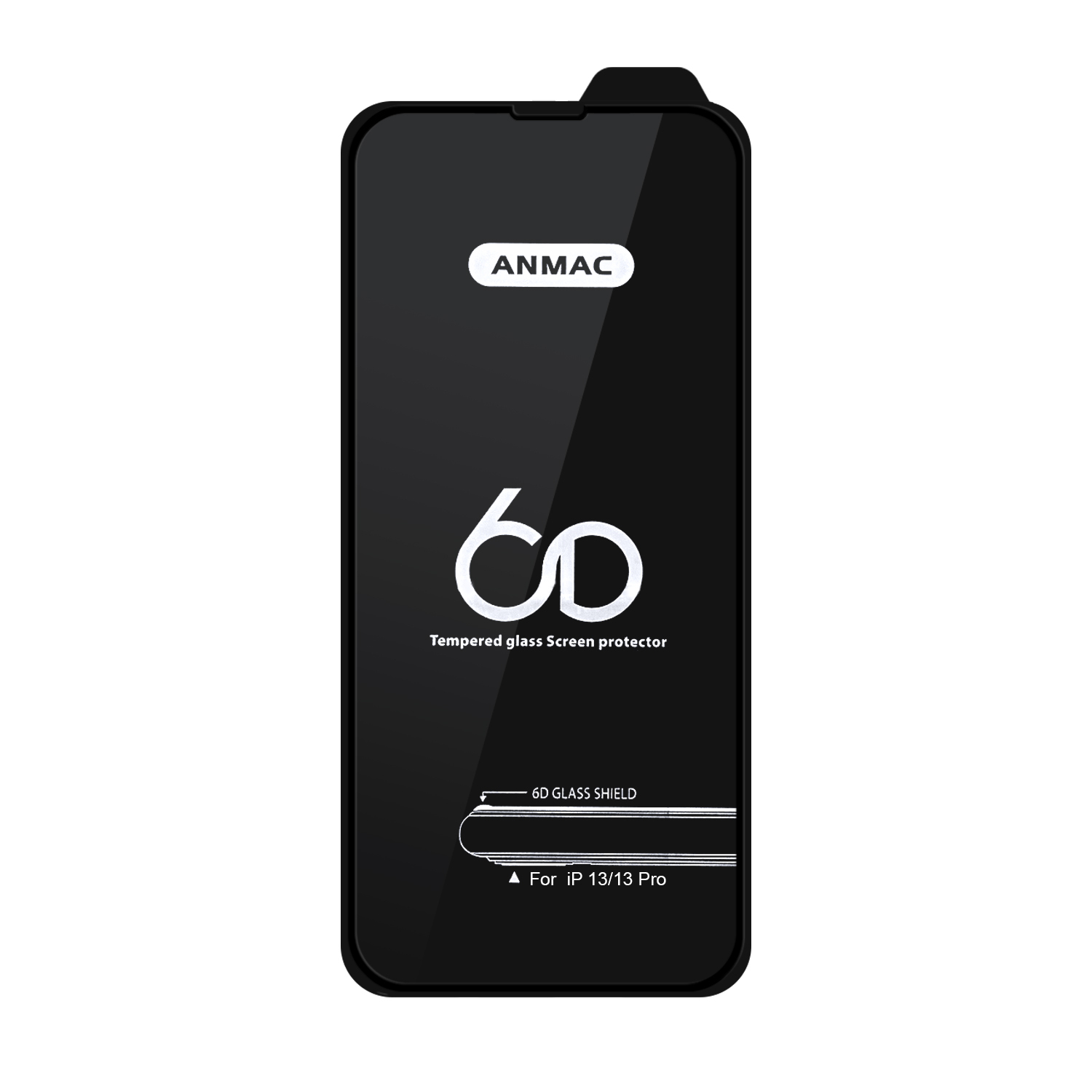 Купить Защитное стекло 6D на весь экран ANMAC для iPhone 13, 13 Pro, 14  (Черная рамка) за 350 руб, в Чехолере