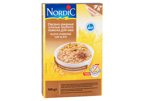 Хлопья Нордик овсяно-ржаные грубого помола для каш, 500г