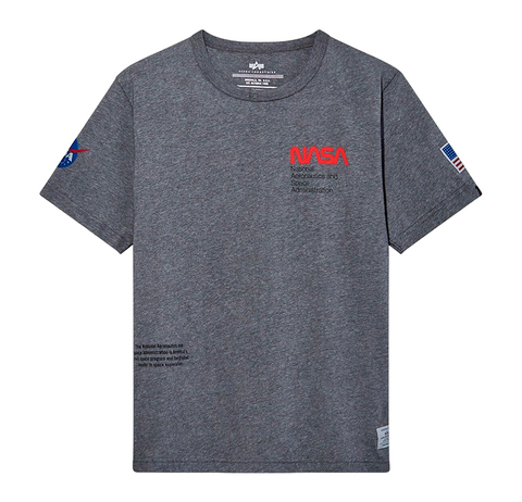 Футболка Alpha Industries Nasa Worm Logo Tee Dark Charcoal Heather (Серая)