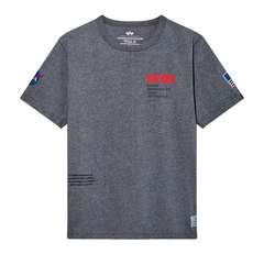 Футболка Alpha Industries Nasa Worm Logo Tee Dark Charcoal Heather (Серая)