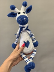 Мягкая игрушка Жираф зеленый вязаный