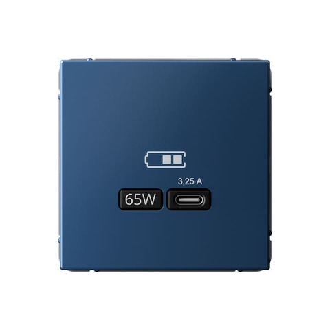 Розетка зарядное устройство USB разъём тип - C 65 Вт c протоколом QC, PD. Цвет Аквамарин. Systeme electric серия ArtGallery. GAL001127