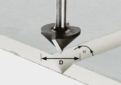 Фреза для выборки V- образного паза в листах гипсокартона HW S8 D32/90° 491001