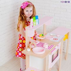 Деревянная кухня-трансформер для девочек "Ванильный смузи" с 16 аксессуарами