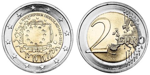 2 евро 2015 Германия - 30 лет флагу Европейского союза