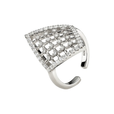 Amulet Ring, Rhodium,Cubic Zircons