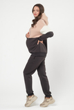 Утепленный спортивный костюм для беременных и кормящих 11955 серо-розовый