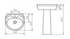 УМЫВАЛЬНИК С ПЬЕДЕСТАЛОМ ROSA ЛИРА 55