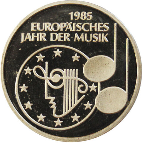 5 марок. Европейский год музыки. (F) Германия. Медноникель. 1985 г. PROOF