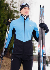 Элитная утеплённая лыжная куртка Nordski Pro Light Blue/Black