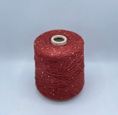 Filati Naturali (пр.Италия),art-Lino, 400м/100гр, 100%Лен+пайетки, цвет-Красный кирпич, арт-28078