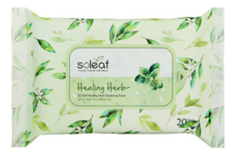 Soleaf Healing Herb Cleansing Tissue - Салфетки для снятия макияжа с целебными травами