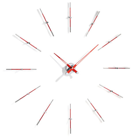 Часы Nomon Merlin 12 i  CHROME+RED (хром+красный лак). D=110см