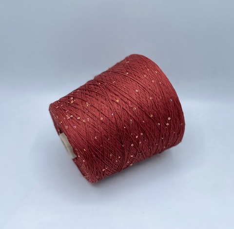 Filati Naturali (пр.Италия),art-Lino, 400м/100гр, 100%Лен+пайетки, цвет-Красный кирпич, арт-28078