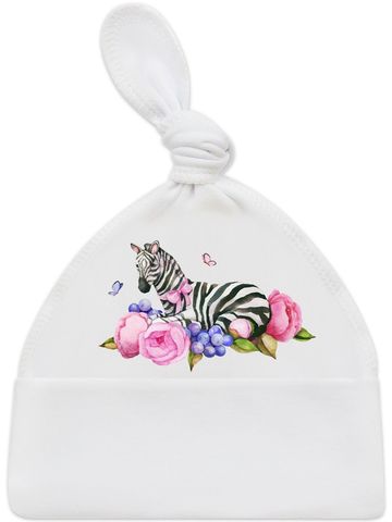 Шапочка с принтом "Зебра в цветах"