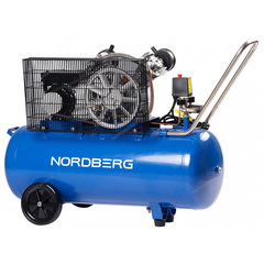 NORDBERG (NCE100/360) Компрессор 2-х поршн., ременной, чугунная головка, 220В, ресив. 100л, 320л/мин