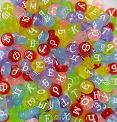 Бусины буквы, р. 6х3 мм, 50 гр