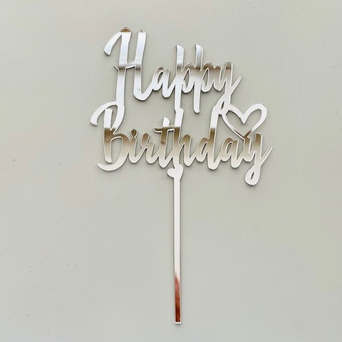 Топпер Birthday1 пл.зеркальный серебро