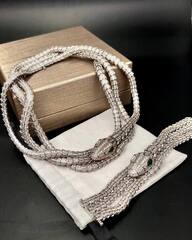 84042- Колье-чокер ЗМЕЯ -SERPENTI тройная из стали, качество lux