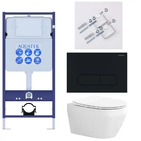 Aquatek SET Aquatek ЛЕЯ Т-017 4в1 SET Aquatek ЛЕЯ Т  (рама Aquatek Standard INS-0000012, клавиша KDI-0000017 ,KKI-0000002 крепёж+унитаз ЛЕЯ AQ1199T-00  с тонким сиденьем soft-close