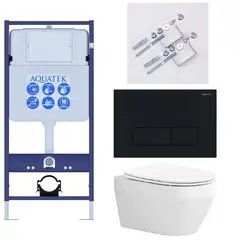 Aquatek SET Aquatek ЛЕЯ Т-017 4в1 SET Aquatek ЛЕЯ Т  (рама Aquatek Standard INS-0000012, клавиша KDI-0000017 ,KKI-0000002 крепёж+унитаз ЛЕЯ AQ1199T-00  с тонким сиденьем soft-close фото